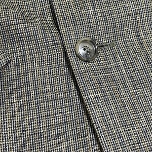 Vtg Mens Blazer M 100% Silk 46XL Brown Blue Sport‎ Coat Old Money 90s Y2K Preppy
